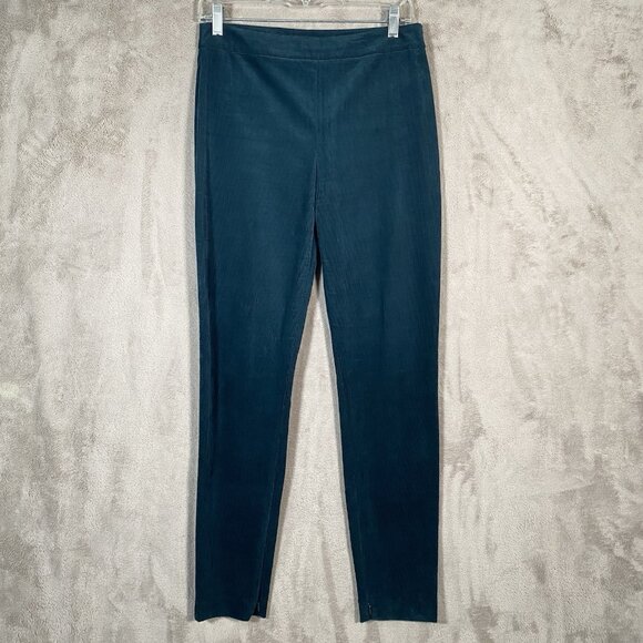 $255 Theory Oslo Corduroy High Waist Legging Pant Women 6 Green Poplar Dark Teal - Picture 2 of 14